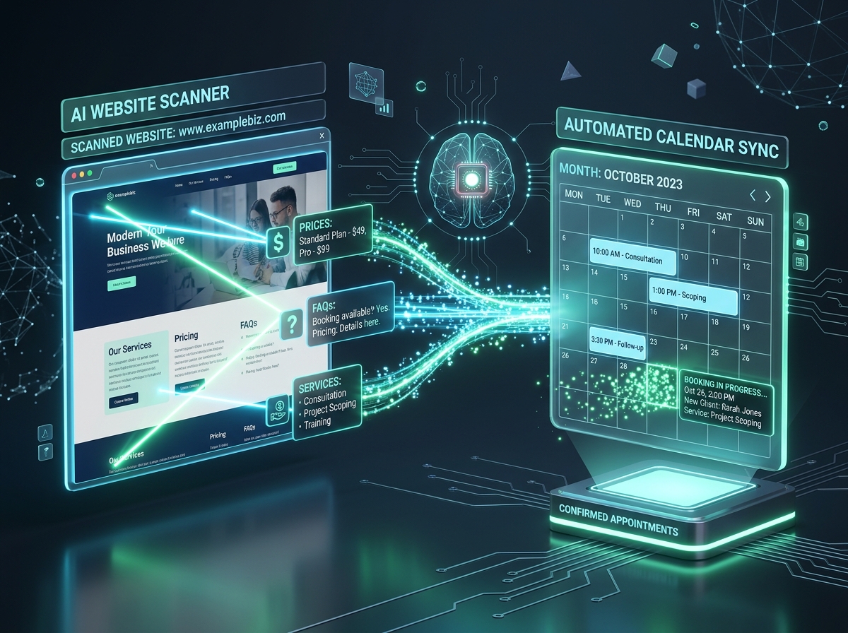 Scanner de site web IA et synchronisation Google Agenda